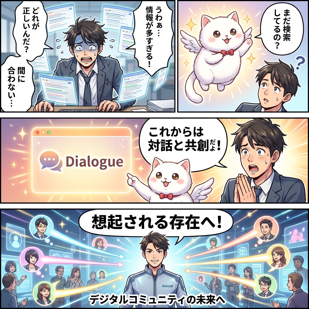 AI検索時代に「真っ先に思い出される」ブランドになる戦略を解説した4コマ漫画